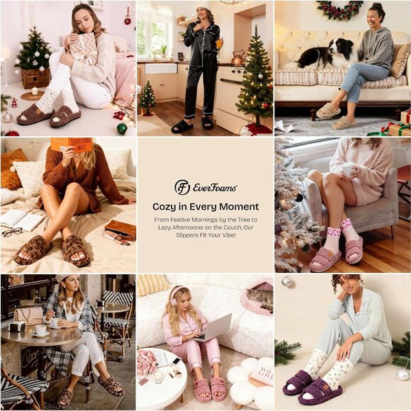 ⚡Women's Diva Spots Fuzzy Open Toe Slippers Soft Comfy Memory Foam House Shoes - Picture 8 of 8